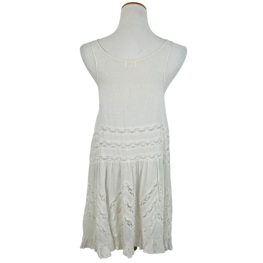 Free People White Voile & Lace Trapeze Slip Dress | Boho Cottagecore Grunge M - Picture 7 of 16